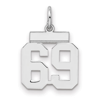 Sterling Silver Rhodium-plated Small Polished Number 69 Charm