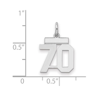 Sterling Silver Rhodium-plated Small Polished Number 70 Charm