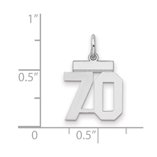 Sterling Silver Rhodium-plated Small Polished Number 70 Charm