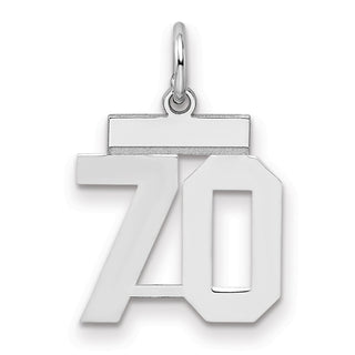 Sterling Silver Rhodium-plated Small Polished Number 70 Charm