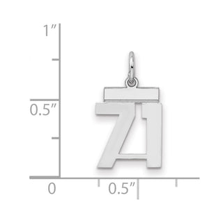 Sterling Silver Rhodium-plated Small Polished Number 71 Charm