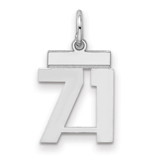 Sterling Silver Rhodium-plated Small Polished Number 71 Charm