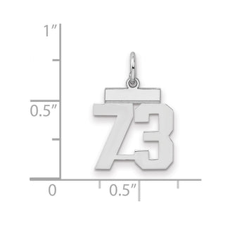 Sterling Silver Rhodium-plated Small Polished Number 73 Charm