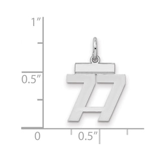 Sterling Silver Rhodium-plated Small Polished Number 77 Charm