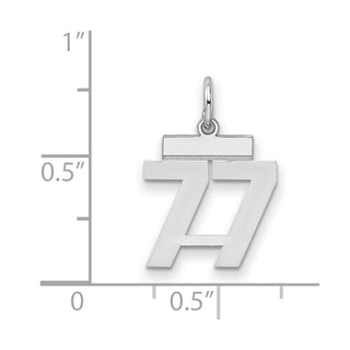 Sterling Silver Rhodium-plated Small Polished Number 77 Charm
