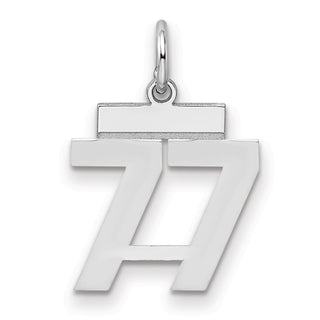 Sterling Silver Rhodium-plated Small Polished Number 77 Charm