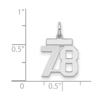 Sterling Silver Rhodium-plated Small Polished Number 78 Charm