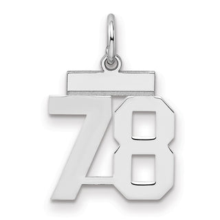 Sterling Silver Rhodium-plated Small Polished Number 78 Charm