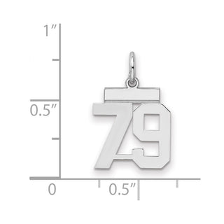 Sterling Silver Rhodium-plated Small Polished Number 79 Charm