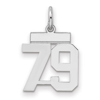 Sterling Silver Rhodium-plated Small Polished Number 79 Charm