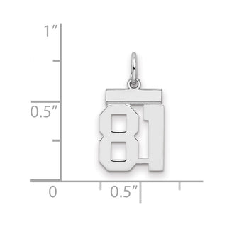 Sterling Silver Rhodium-plated Small Polished Number 81 Charm