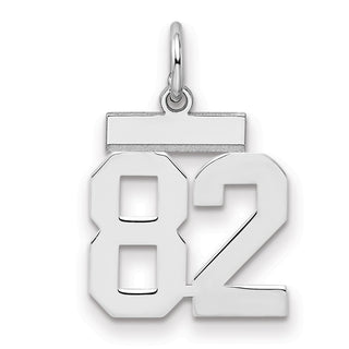 Sterling Silver Rhodium-plated Small Polished Number 82 Charm