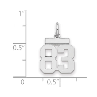 Sterling Silver Rhodium-plated Small Polished Number 83 Charm