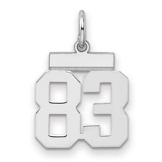 Sterling Silver Rhodium-plated Small Polished Number 83 Charm