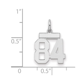 Sterling Silver Rhodium-plated Small Polished Number 84 Charm