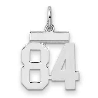 Sterling Silver Rhodium-plated Small Polished Number 84 Charm