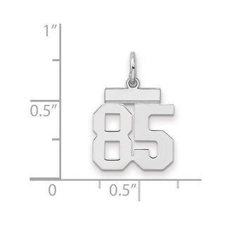 Sterling Silver Rhodium-plated Small Polished Number 85 Charm