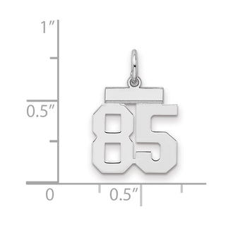 Sterling Silver Rhodium-plated Small Polished Number 85 Charm