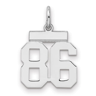 Sterling Silver Rhodium-plated Small Polished Number 86 Charm