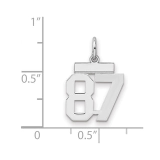 Sterling Silver Rhodium-plated Small Polished Number 87 Charm