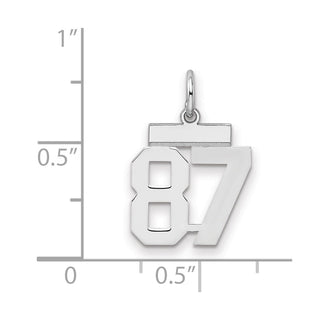 Sterling Silver Rhodium-plated Small Polished Number 87 Charm