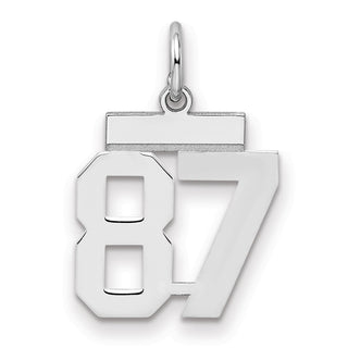 Sterling Silver Rhodium-plated Small Polished Number 87 Charm
