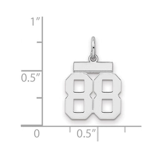Sterling Silver Rhodium-plated Small Polished Number 88 Charm
