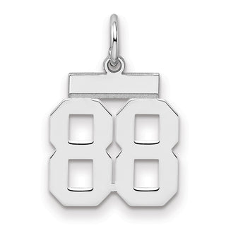 Sterling Silver Rhodium-plated Small Polished Number 88 Charm