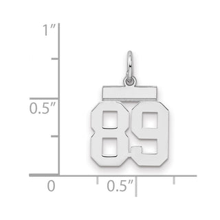 Sterling Silver Rhodium-plated Small Polished Number 89 Charm