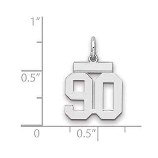Sterling Silver Rhodium-plated Small Polished Number 90 Charm
