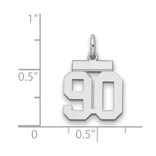 Sterling Silver Rhodium-plated Small Polished Number 90 Charm