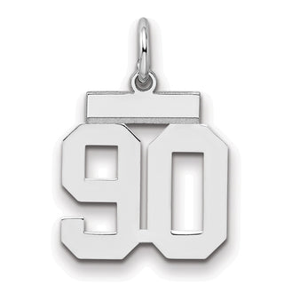 Sterling Silver Rhodium-plated Small Polished Number 90 Charm