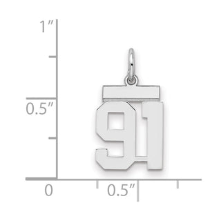 Sterling Silver Rhodium-plated Small Polished Number 91 Charm