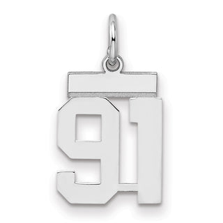Sterling Silver Rhodium-plated Small Polished Number 91 Charm