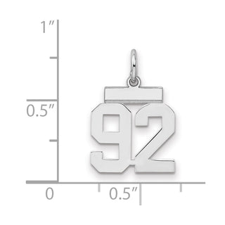 Sterling Silver Rhodium-plated Small Polished Number 92 Charm