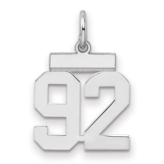 Sterling Silver Rhodium-plated Small Polished Number 92 Charm