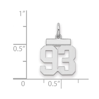 Sterling Silver Rhodium-plated Small Polished Number 93 Charm