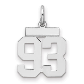 Sterling Silver Rhodium-plated Small Polished Number 93 Charm