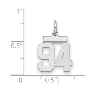 Sterling Silver Rhodium-plated Small Polished Number 94 Charm