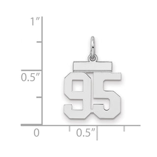 Sterling Silver Rhodium-plated Small Polished Number 95 Charm