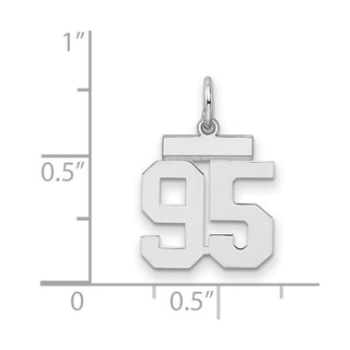 Sterling Silver Rhodium-plated Small Polished Number 95 Charm