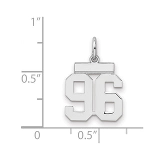 Sterling Silver Rhodium-plated Small Polished Number 96 Charm
