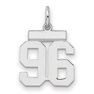Sterling Silver Rhodium-plated Small Polished Number 96 Charm