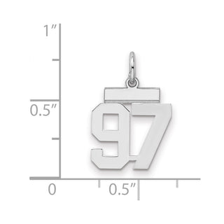 Sterling Silver Rhodium-plated Small Polished Number 97 Charm