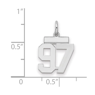 Sterling Silver Rhodium-plated Small Polished Number 97 Charm