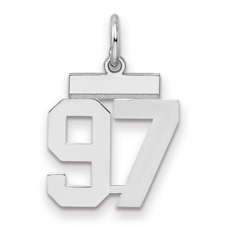 Sterling Silver Rhodium-plated Small Polished Number 97 Charm