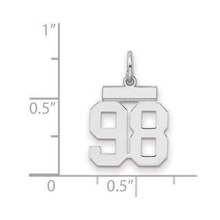 Sterling Silver Rhodium-plated Small Polished Number 98 Charm