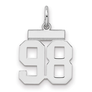 Sterling Silver Rhodium-plated Small Polished Number 98 Charm