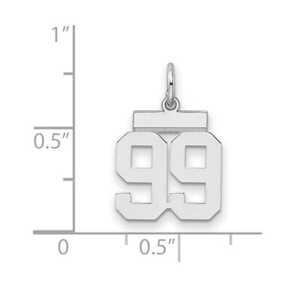 Sterling Silver Rhodium-plated Small Polished Number 99 Charm