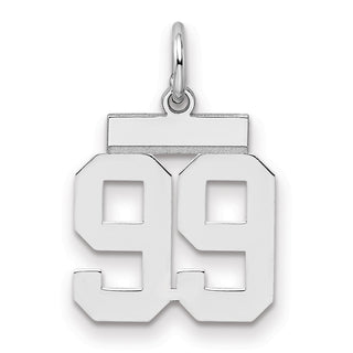Sterling Silver Rhodium-plated Small Polished Number 99 Charm